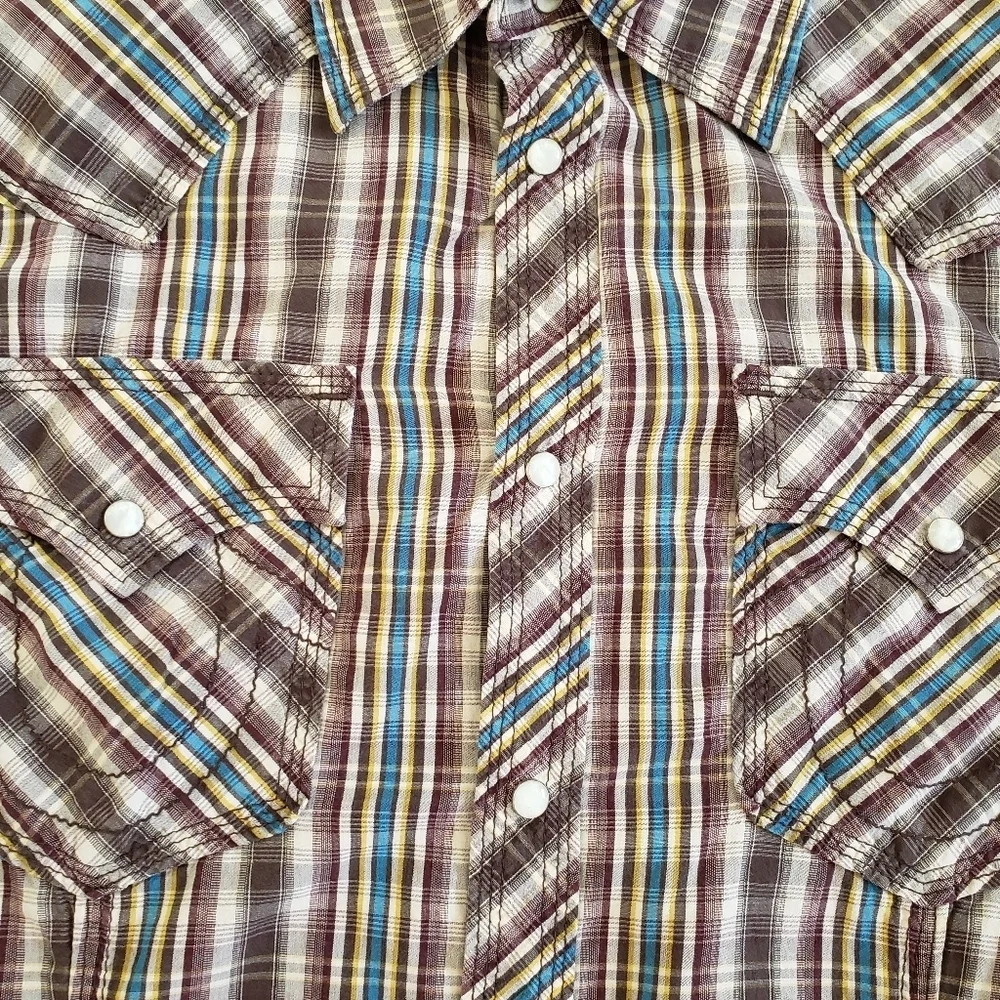 True Religion Rocky Plaid Long Sleeve Snap Shirt Size XL